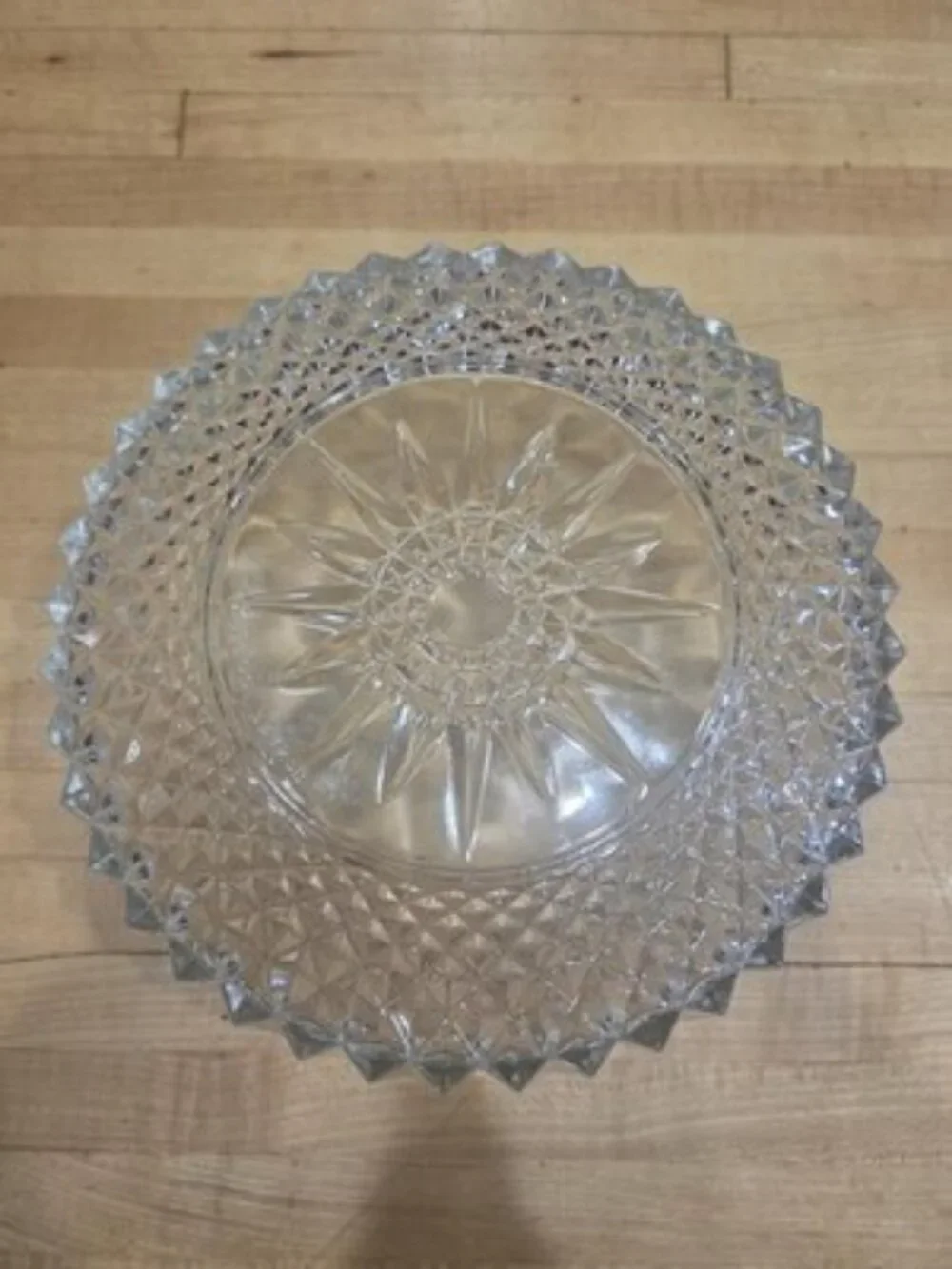 Vintage Anchor Hocking Clear Glass Bowl Diamond Point Starburst Serving Dish